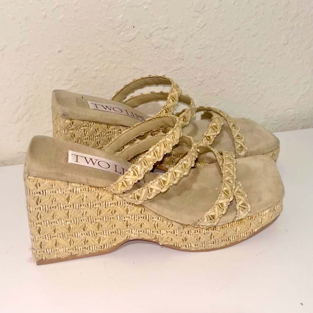 Vintage Two lips rattan wedges